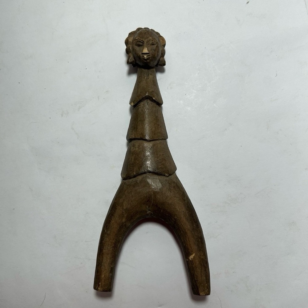 VINTAGE HAND-CARVED WOOD BAULE SLINGSHOT FROM IVORY COAST AFRICA GHANA HANDMADE